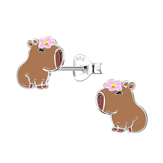 Silver Capybara Studs (various colours)